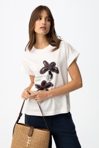 Bawełniany t-shirt damski ze zdobieniami + kolor